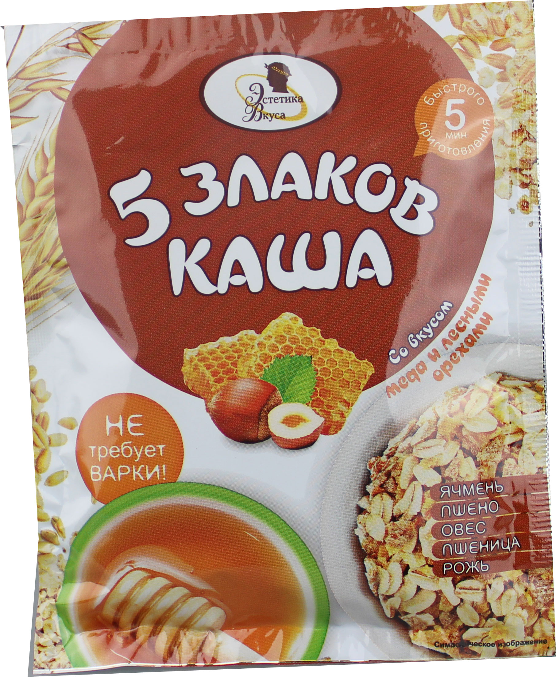 Купить Каша б/п 5 злаков со вк. меда и лесными орехами Эстетика вкуса 40г  пакет